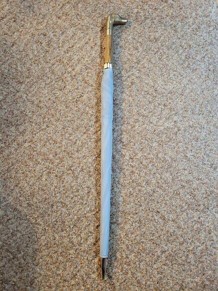 Vintage Antique Weighted Brass Dog Head Knob Swagger Walking Stick Cane Umbrella - Picture 7 of 7